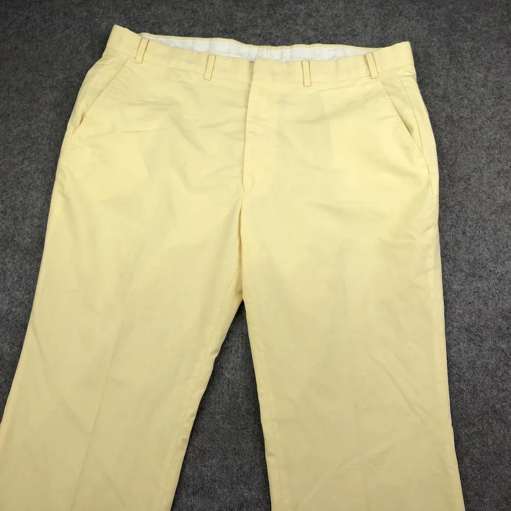 Vintage Orvis Pants Mens 38x32 Yellow Chino Straight Leg Casual Cotton 70s USA